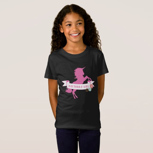 Unicorn Girls Birthday Unicorn Älskare T Shirt (Hel framsida)
