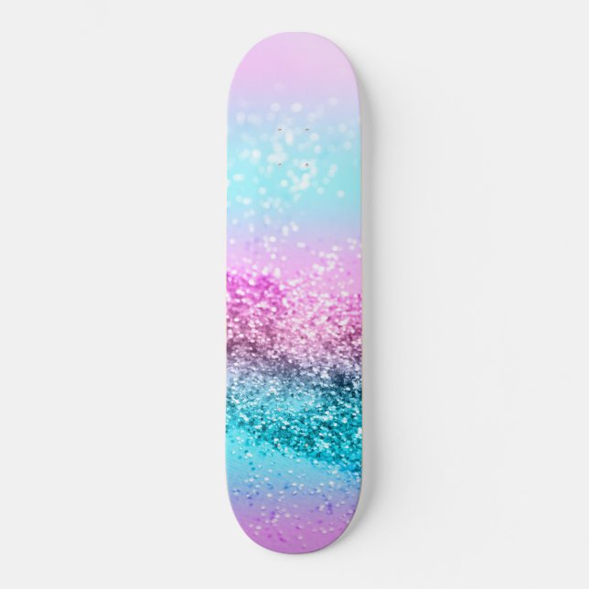 Unicorn Girls Glitter #16 Mini Skateboard Bräda 18,5 Cm (Framsida)
