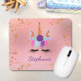 Unicorn Girly Rosa Glitter Ro Guld Musmatta