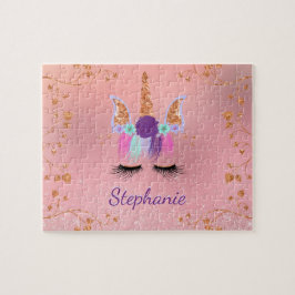Unicorn Girly Rosa Glitter Ro Guld Pussel