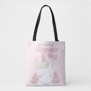 Unicorn Girly Rosa Personlig Sleepover Bag Tygkasse