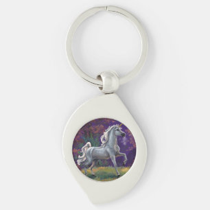Unicorn Glade Swirl Silverfärgad Nyckelring