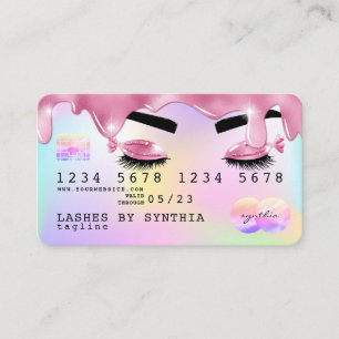 Unicorn glitter droppar Kredit Card hologram lash Visitkort