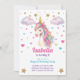 Unicorn Glitter Girls Birthday Inbjudningar