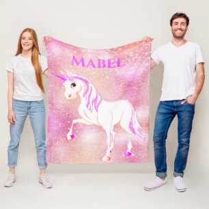 Unicorn Glitter Magic Rosa Cute Personal Fleecefilt