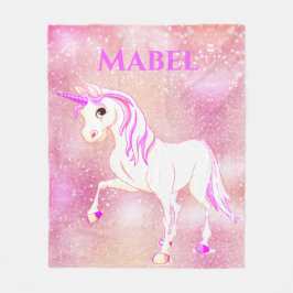 Unicorn Glitter Magic Rosa Cute Personal Fleecefilt