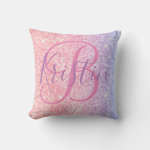 Unicorn Glitter Monogram Kudde