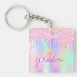 Unicorn glitter rainbow monogram namn holografi