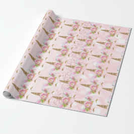 Unicorn  Glitter Rosa Blommigt Princess Presentpapper