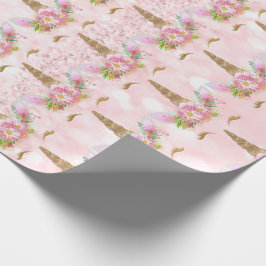Unicorn Glitter Rosa Blommigt Princess Presentpapper