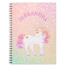 Unicorn Glitter Rosa Cute Anpassningsbar Anteckningsbok