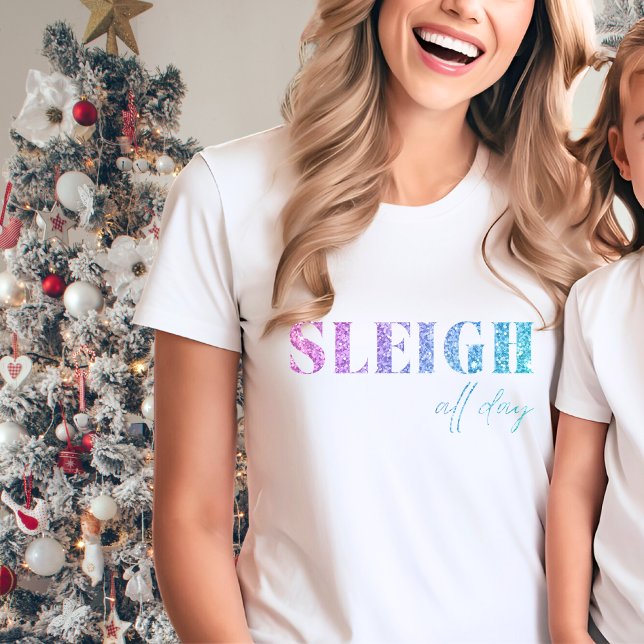 Unicorn Glitter Sleigh hela dagen T Shirt (Skapare uppladdad)