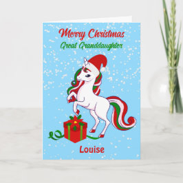 Unicorn God jul Underbar Granddotter Card Kort