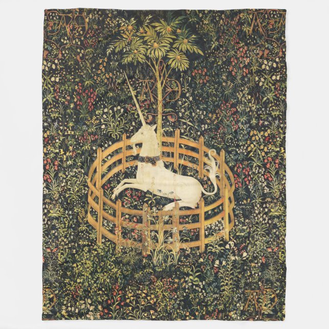 UNICORN GOTHIC FANTASY FLOWERS,BLOMMIGT MOTIFS FLEECEFILT (Framsidan)