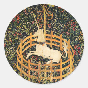 UNICORN GOTHIC FANTASY FLOWERS,BLOMMIGT MOTIFS Grö Runt Klistermärke