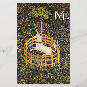 UNICORN,GOTISKA FANTASY-FLÖDEN,BLOMMIGT Mono Brevpapper