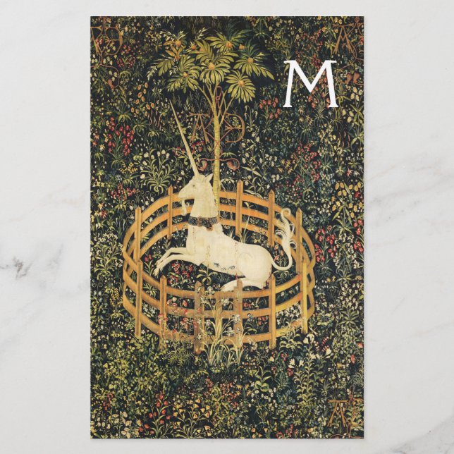 UNICORN,GOTISKA FANTASY-FLÖDEN,BLOMMIGT Mono Brevpapper (Framsida)