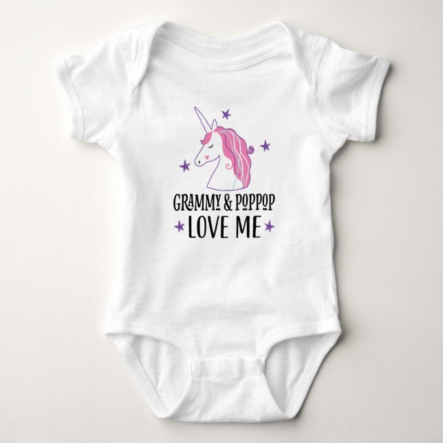 Unicorn Grammy och PopPop Kärlek Me T Shirt (Framsida)