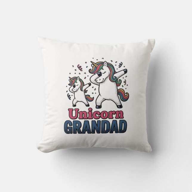 Unicorn Grandad Vintage Engraving Shirt Design_1 Kudde (Framsida)