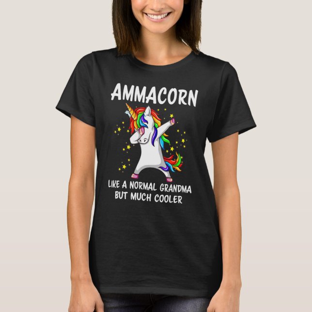 Unicorn Grandma Amma Maj Mors dag T Shirt (Framsida)