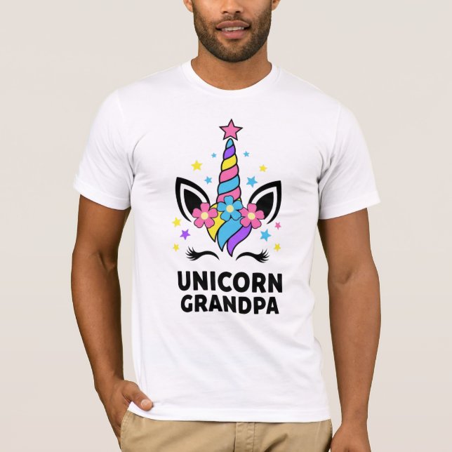 Unicorn Grandpa Birthday Party Family T-Shirt (Framsida)