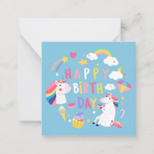 Unicorn Grattis på födelsedagen Anteckningskort