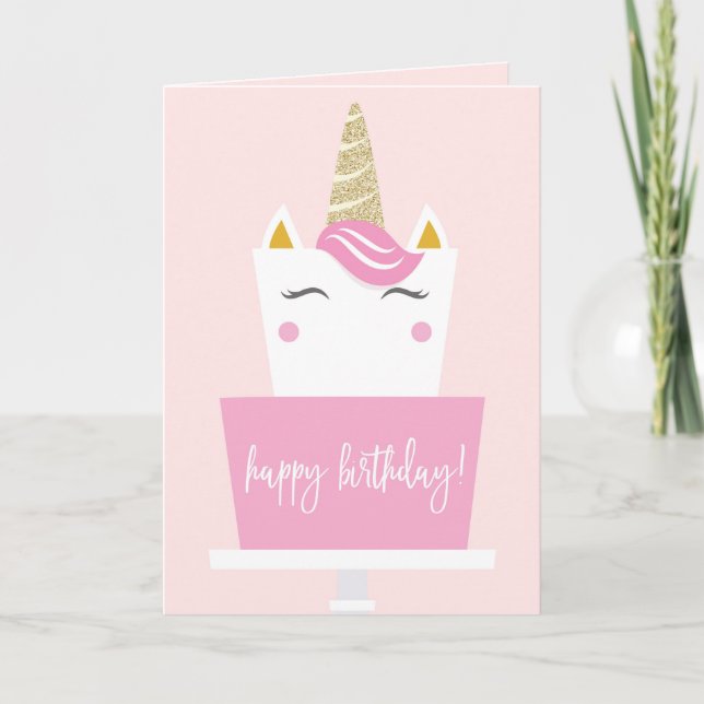 Unicorn Grattis på födelsedagen Kort (Framsida)