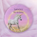 Unicorn Grattis på födelsedagen Namn och åldersmal Knapp<br><div class="desc">Magiska enhörn som springer i fält av blommor med rosa och lavender himlar i bakgrunden och en cirkel av gnistor. Namn och åldersmall. Fantastisk gåva till Birthday Girl (eller som ett speciellt pris för att vinna ett spel) i rosa och lavender med magiska gnistor. En viktig påminnelse om en Födelsedagsfest...</div>