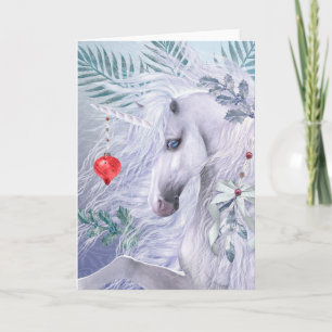 Unicorn-gratulationskort för jul (tomt invändigt) helgkort