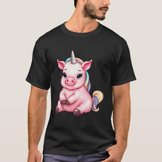 Unicorn Gris Magic Farm Animal T Shirt (Framsida)