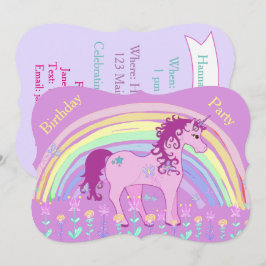 Unicorn-Grönt, Lila-inbjudningar i lördags Inbjudningar