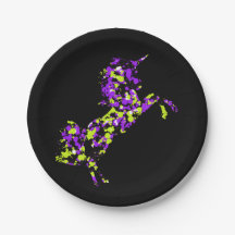 Unicorn Grönt Lila Splattered Paint