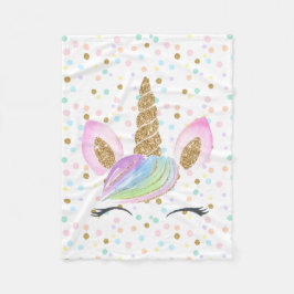 Unicorn Guld Glitter Rainbow Pastel Cute Girl Kids Fleecefilt