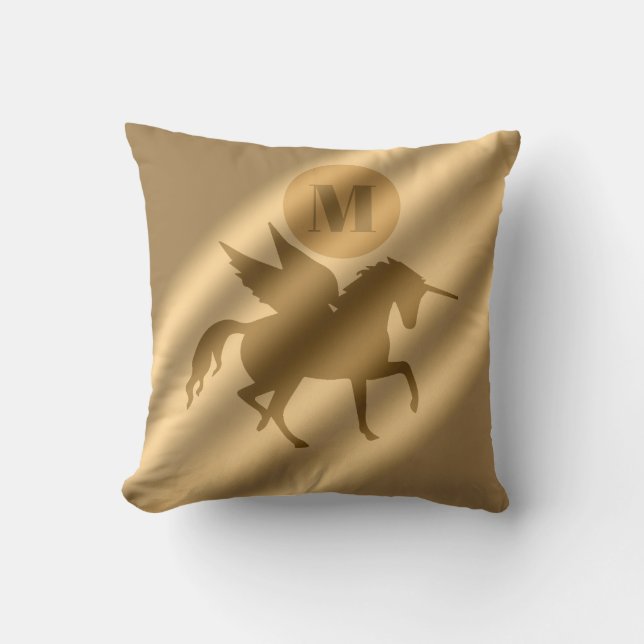 Unicorn Guld Luxury Monogram Kudde (Framsida)