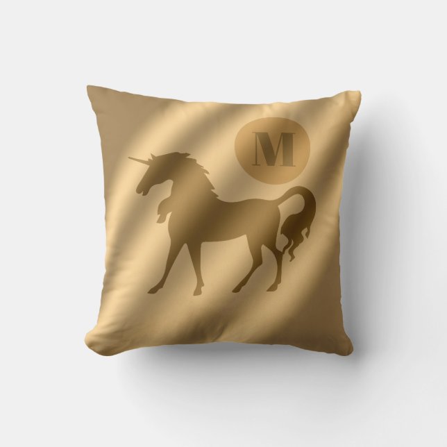 Unicorn Guld Luxury Monogram Kudde (Framsida)