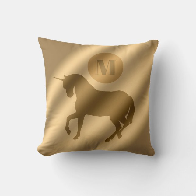 Unicorn Guld Luxury Monogram Kudde (Framsida)