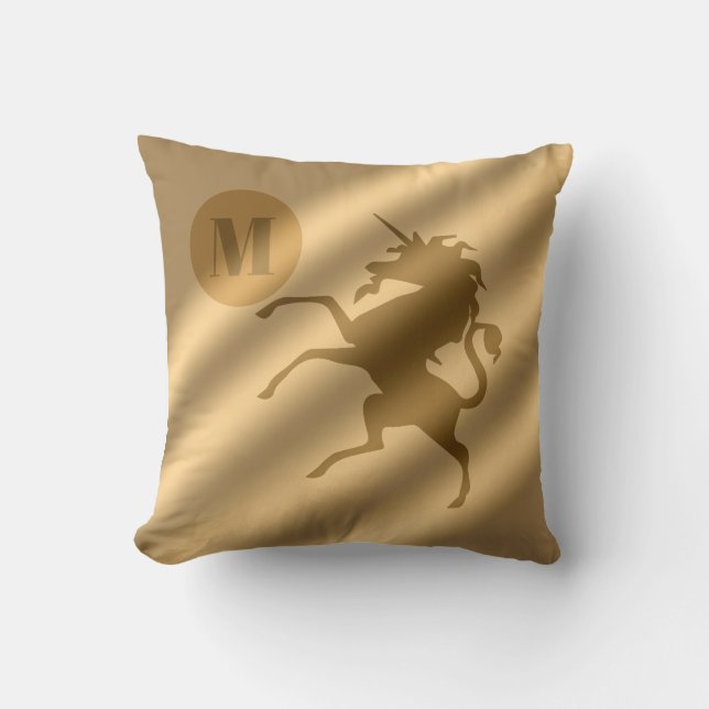 Unicorn Guld Luxury Monogram Kudde (Framsida)
