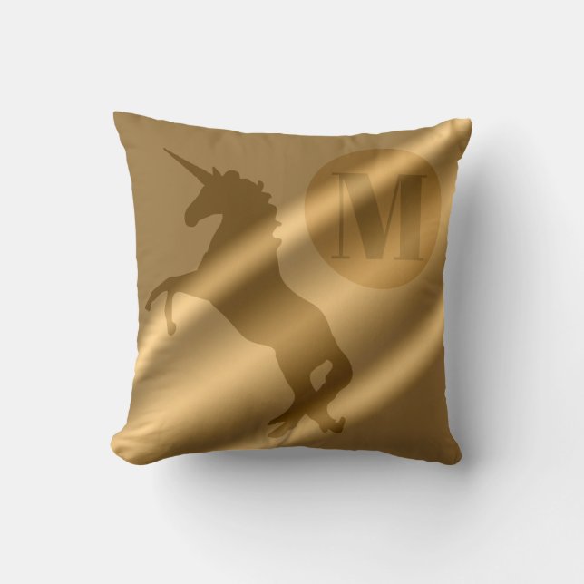 Unicorn Guld Luxury Monogram Kudde (Framsida)