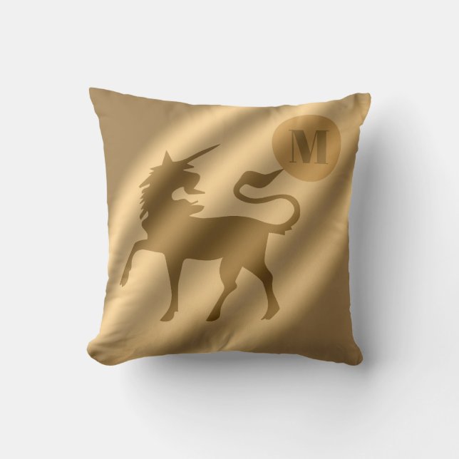 Unicorn Guld Luxury Monogram Kudde (Framsida)