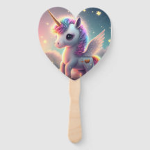 Unicorn gullig magisk uppsättning av fläkt