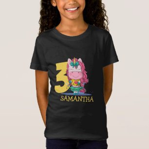 Unicorn gult3-födelsedags T-Shirt