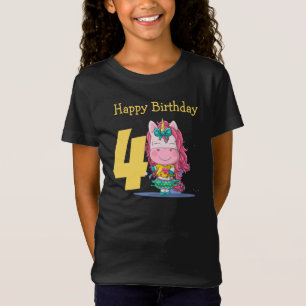 Unicorn gult 4e födelsedagen T-Shirt