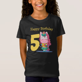 Unicorn gult 5-årsdagen T-Shirt