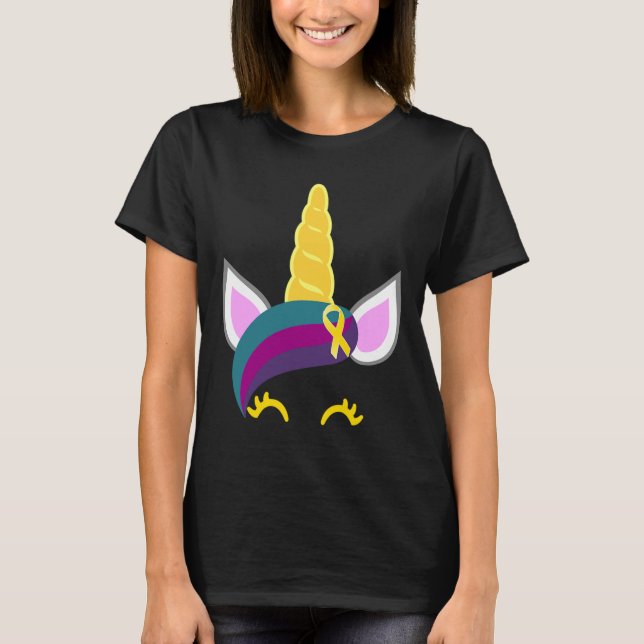 Unicorn Gult Ribbon T Shirt (Framsida)