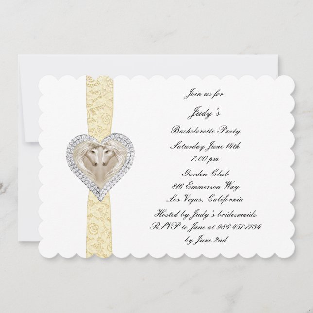 Unicorn Gult Snöre Bachelorette-partiets inbjudan (Framsida)