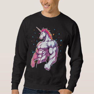 Unicorn Gym Fitness Workout Powerlifter Muscle Lång Ärmad Tröja
