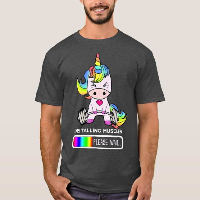 Unicorn Gym Installing Muscles Unicorn T Shirt (Framsida)