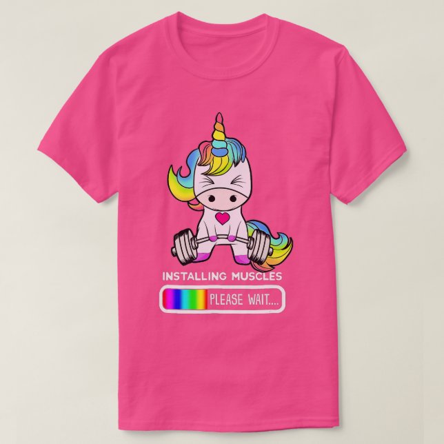 Unicorn Gym Installing Muscles Unicorn Weightlift T Shirt (Design framsida)