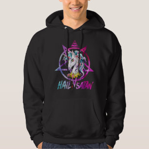 Unicorn Hail Satan Död Metall Rainbow Rave Manar 6 Hoodie
