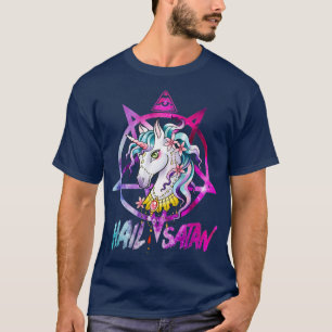Unicorn Hail Satan Död Metall Rainbow Rave Manar W T Shirt